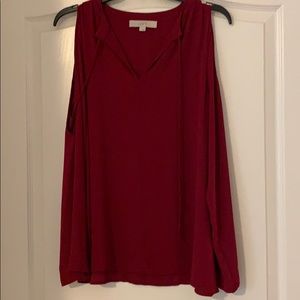 Burgundy cold shoulder blouse